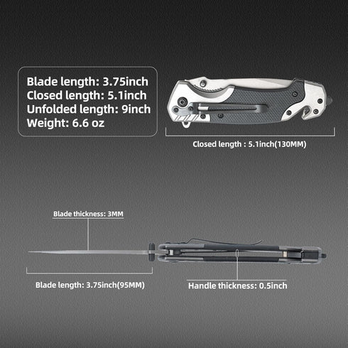 Folding Pocket Knife for Men, 3-in-1 Multitool Switch Blade with Push Button, Tactical EDC Knife