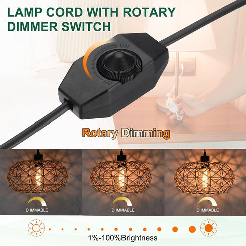 8 1 Set PATIKIL Feet Lamp Cord with Plug, UL List Lamp Power Cord with Full Range Rotary Lamp Switch Stripped Ends