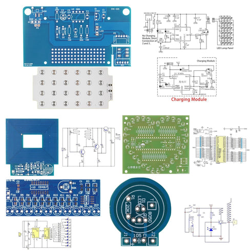 5-in-1 Soldering Practice Kit DIY Classic Desk Lamp, Square Metal Detector, Small Tesla, Heart Shaped Flow Lamp