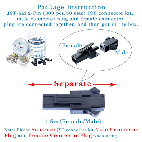 JST SM 2.5 mm Pitch 2-Pin JST Connector IC Male Plugs, Female Sockets Housing and Male/Female T-Shaped Crimp Terminal Connector. 50 Sets/300 Pieces JST SM Connector Adapter Cable Assembly.