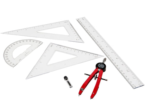 Protractor and Compass for Kids Geometry with Rulers and Two Set Squares