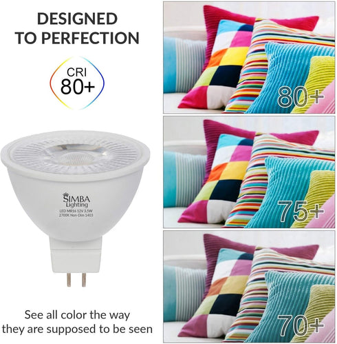 Simba Lighting LED MR16 3.5W 12V Light Bulb - 6 Pack 20W Halogen Replacement for Landscape, Accent, Track Lights