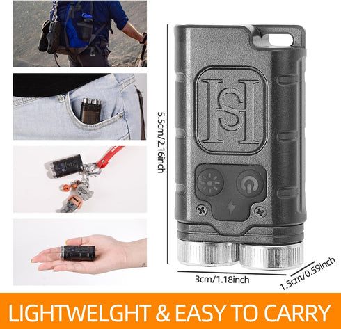 KunHe K2 2 Pack 1000 High Lumens EDC Flashlight, Rechargeable USB C Mini Keychain