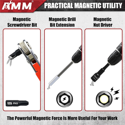 AMM 47PCS Set, Set 1/4" Magnetic Nut Driver & Screwdriver Bit Includes Nut Driver for Impact Drill, Screwdriver Bit