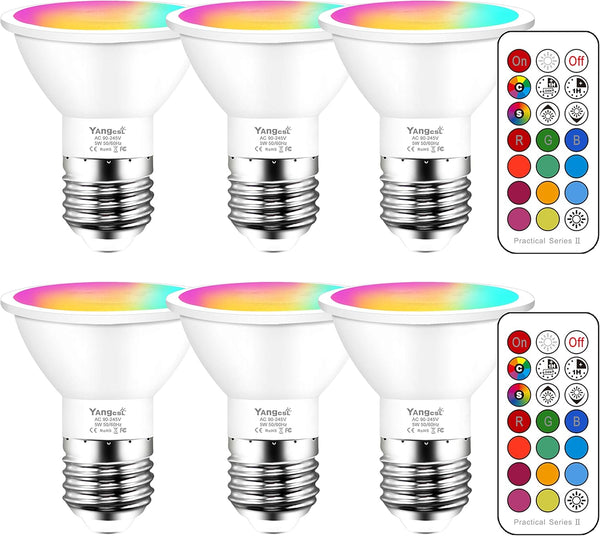 LED Color Changing RGB Light Bulb, 6 Pack, 40W Equivalent 400LM, E26 Mood Ambiance Lighting with Remote