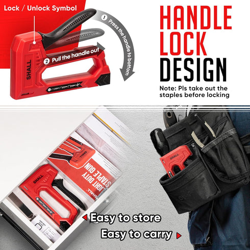 SHALL Light Duty Staple Gun, Red Upholstery Stapler with 1600pcs JT21 Staples for Crafts and DIY Decoration