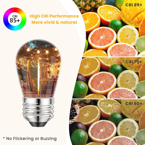 Svater S14 LED Bulbs for Outdoor String Light, E26 Base, 1W Equal to 11W Incandescent, 2700K Warm White, 15 Pack