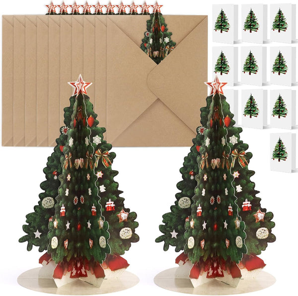 Afniimyapt 10 Set Christmas Tree Pop Up Cards Merry Christmas 3D Paper Popup