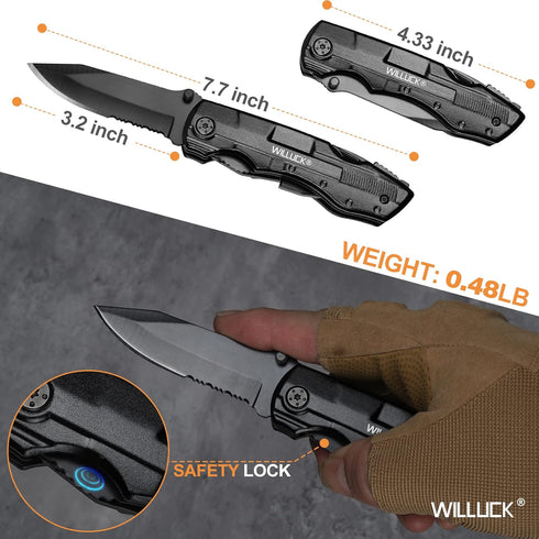 Gifts for Men - Multitool Pocket Knife with Blade, Perfect for Camping, Emergency, and Outdoor Use