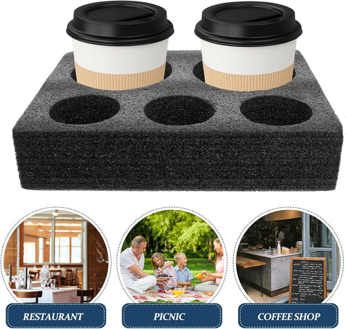 2.76X9.06X2.76 Inches Cup Holder Carrier Foam Tray for Takeout Beverages Milk Tea Coffee Drink Storage