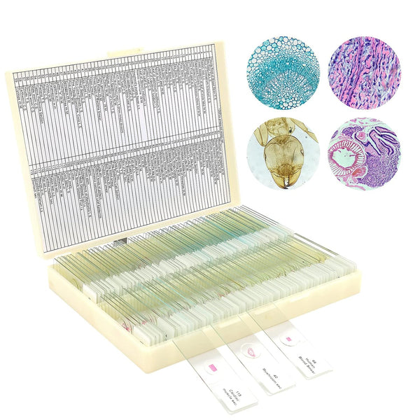 120 Microscope Slides with Specimens for Kids, Prepared Slides for Microbiology