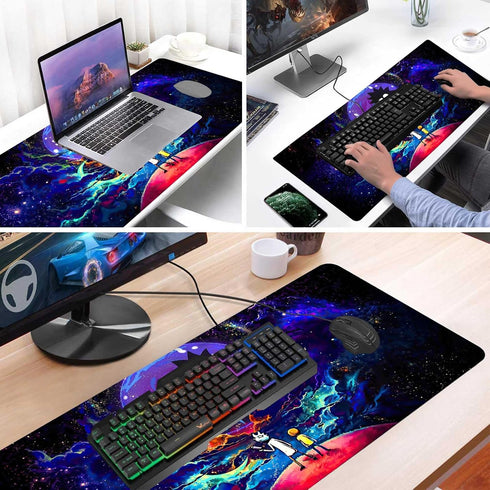 Large Gaming Mouse Pad - Anime Night Sky Custom Desk Pad, Non-Slip Rubber Base, Portable for Office, Game