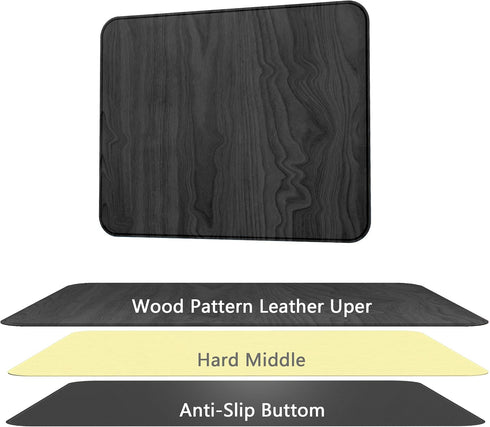 YSAGi Hard Mouse Pad,Ultra Thin Wood-Textured PU Leather Mouse Mat,Waterproof Non-Slip Rubber Base Mousepad