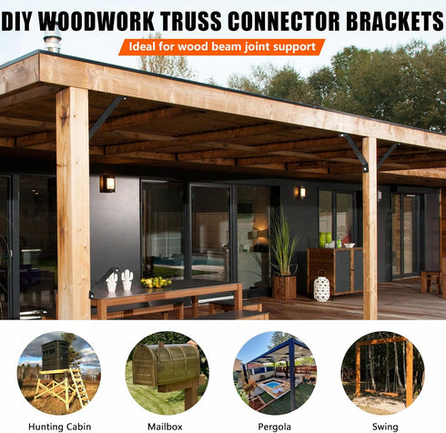 45 Degree Inside Mount Brackets 7"x1-1/3", Heavy Duty Steel Brackets for Wood Post to Beam Support, 8 Pack Angle Knee