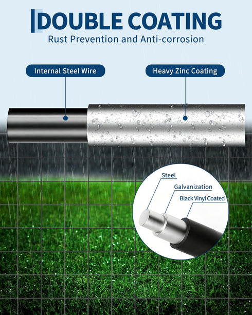 3 30ft 16GA 2x2 Inch Cattle Farm Fence,Galvanized Garden Fencing x Garden Border Metal Chicken Wire Fencing Mesh Roll