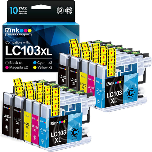 E-Z Ink Compatible Ink Cartridge Replacement for Brother LC103XL (10 Pack) for MFC-J870DW, MFC-J470DW Printers