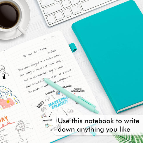 Feela 8 Pack Notebooks Journals, Hardcover Classic Ruled Journals with Pen Holder, 5.1”x8.3”, A5, Emerald