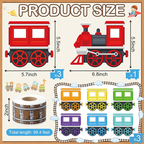 Mooliwe 23 Set 98ft Pcs Train Bulletin Board Decorations with Writable Train Cutouts Classroom Board Borders