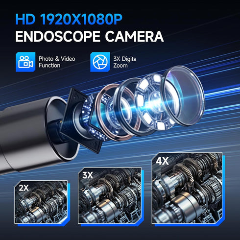 SVBONY 8 1920P 4.3'' Screen,16.4 32G Borescope Camera with Light, Video Inspection Scope with LED Lights, HD Industrial