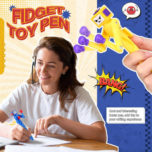 Sayglossy 12 Pcs Boxing Pen Robot with Punching Arm and Crisp Button Sound Interesting Frog Funny Ballpoint Cool