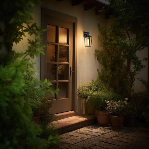 13.75 Edvivi Outdoor Wall Lights Exterior, Dusk to Dawn Motion Sensor Outdoor Lighting Fixture, Matte Black Waterproof