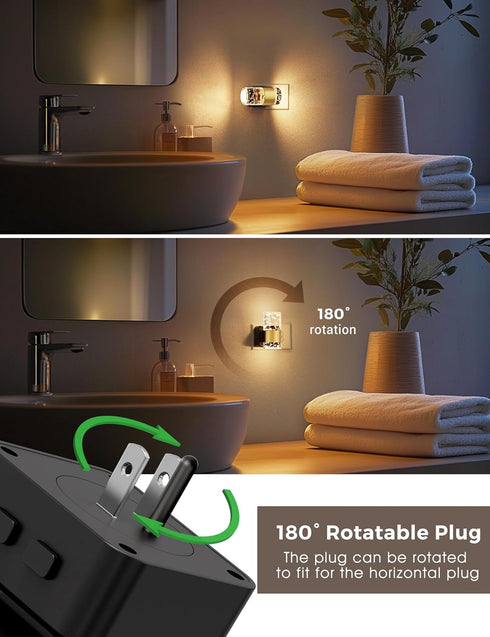 2 Pack Night Lights Plug into wall, Color Changing Night Light with Rotatable Plug, Dusk to Dawn Light Sensor