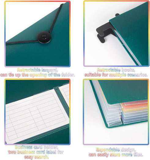 Hanging File Folders Set, Letter Size, 2 Pack, 14 Pocket Plastic Expandable Folders for Receipt Organizer