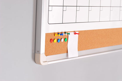 Whiteboard Monthly Wall Calendar Set | 24 x 18 inch Magnetic Dry Erase/Cork Board Planner with Accessories