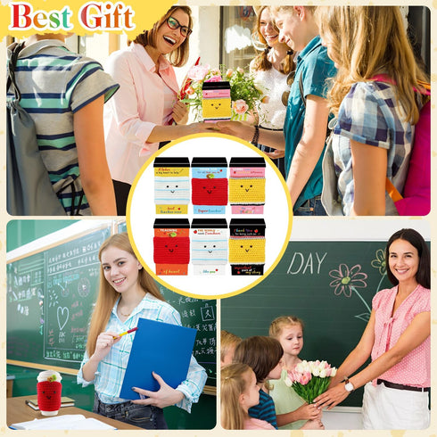 Airsnigi 36 Pcs/18 Set Cozy Teacher Appreciation Gifts Crochet Coffee with Thank You Cards Back to School Supplies