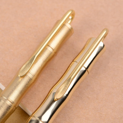 Bamboo Joint Brass Pen, Portable Delicate Signature Ballpoint Pen with Clip