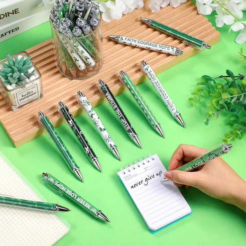 Yeaqee 48 Pcs Motivational Mental Health Awareness Retractable Ballpoint Pens, 1.0 mm Black Ink for Office Charity