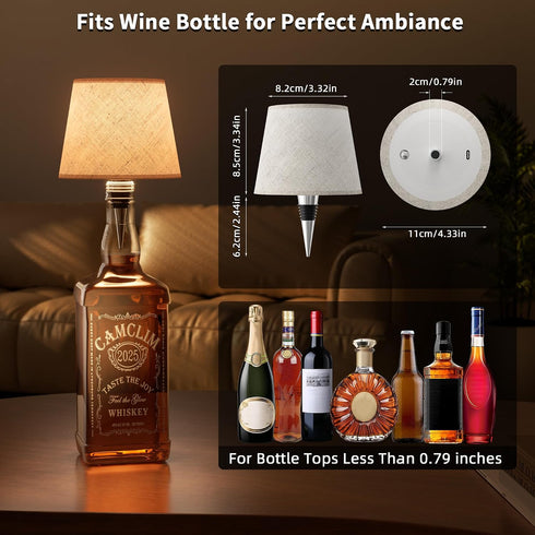 Dimming Set 2 Wireless Wine Bottle Lamp Shade Rechargeable RGB Bottle Light for Liquor Bottles with Remote Control