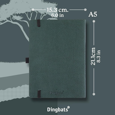Dingbats A5 Wildlife Dotted Notebook Journal - Premium Vegan Leather Softcover for Women & Men, Note Taking
