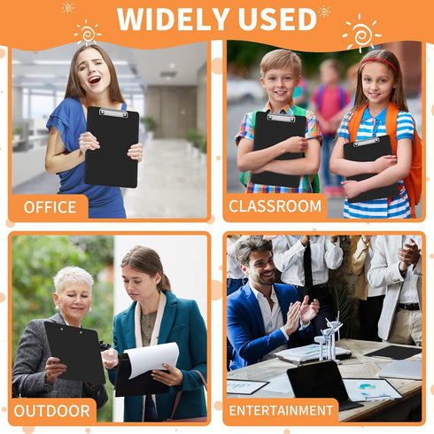 Black Clipboards, PANDRI 26 Pack Plastic Black Clipboards with Low Profile Clip, 12.5 x 9 Standard Letter Size for