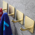 YIGII Gold Adhesive Towel Hooks, Heavy Duty Self Adhesive Hooks 4-Packs for Hanging Robes, Clothes, Kitchen Wall