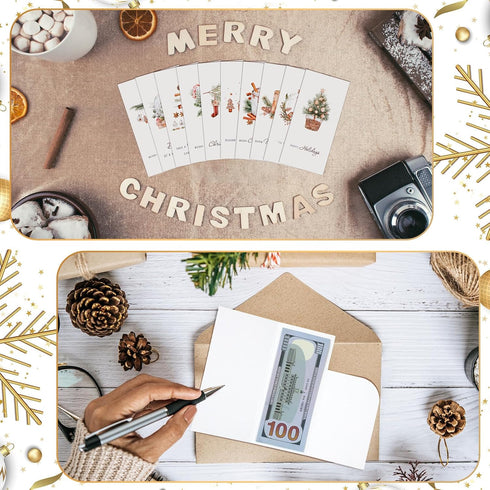 50 Sets Engrowtic Christmas Gift Card Holder for Cash Boho Rustic Christmas Card Money Holder Xmas Cards Bulk