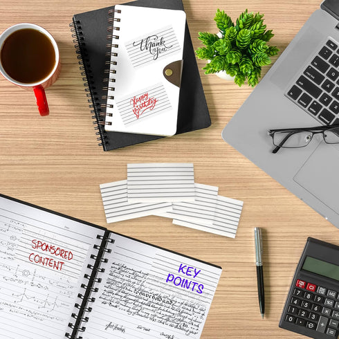 Large Lined Transparent Sticky Notes, 4 Pads 3x5 inch Clear Self-Adhesive Post Memo Reminder Tabs for Office