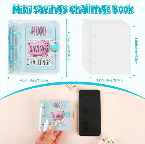 Mafegu 25 $1000 $1000) Mini Money Saving Binder with Envelopes, Savings Challenge Book, Portable for Budgeting Cash