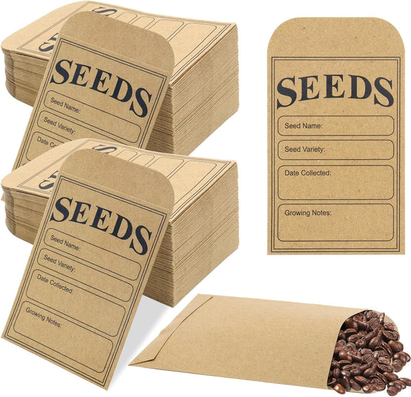 LOTMER 200 Pieces Seed Saving Envelopes, 3.2x4.8 Inch Kraft Seed Packets for Fruit, Vegetable, Flower Seeds Storage