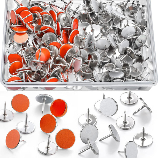 200 Pack White and Orange Reflective Tacks, Trail Marking Tacks, Glow Tacks for Hunting, Hiking, Camping