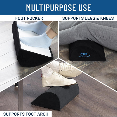 Everlasting Comfort Ergonomic Memory Foam Foot Rest, Teardrop Shaped Under Desk, 17 x 5 x 10 Inch (Black)