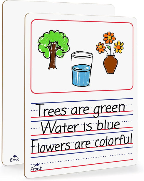 Double Sided Whiteboard 9”x12” for Kids, Story Lined Dry Erase Board for Writing, Drawing - Age 3-5, Teacher,