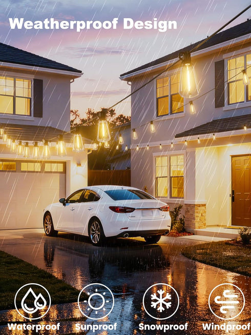 60 ST38 32 Bulbs Svater Outdoor String Lights FT Patio String Lights with Waterproof Shatterproof LED Connectable