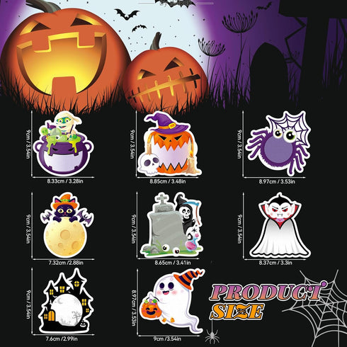 Halloween Sticky Notes 8 Pieces, Self-Adhesive Funny Notepads with Pumpkin Cat Design, Cute Memo Pads for School, Office