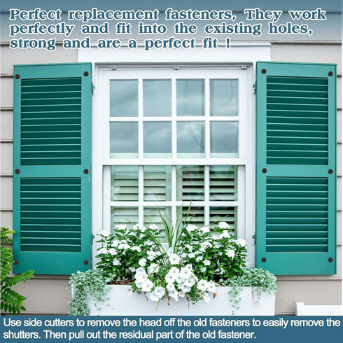 QincLing 60Pcs 3 Inch Vinyl Shutter Fasteners, Black Window Shutter Panel Pegs Shutter Screws Lok Pins Plastic Shutter