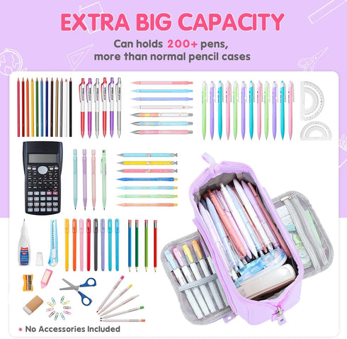 Large Pencil Case for Girls, Big Capacity Pouch for Back to School Supplies, Cute Organizer for Teens