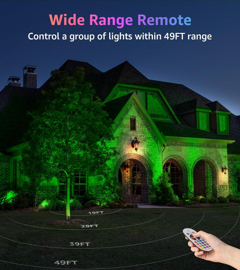 12W 120V 2 Pack SUNVIE RGB Spot Lights Outdoor LED Color Changing Landscape Lights with Remote Control RGBW Landscape