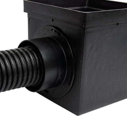 NDS 1244 Outlet Adapter for Catch Basin, Fits 3 in. & 4 in. Drain Pipes, Black