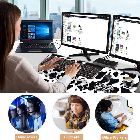 Keyboard Wrist Rest and Mouse Pad Set, Ergonomic Coaster with Memory Foam, Large XL Desk Mat (Cute Cow Print)