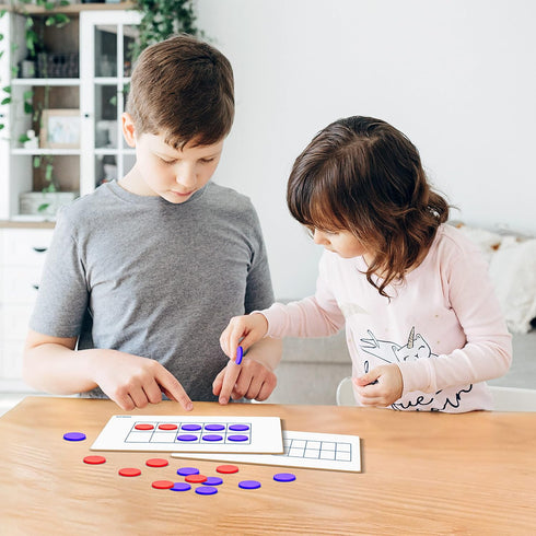 SCRIBBLEDO Dry Erase Ten Frame Board 4" x 12" Double Sided for Kids to Visualize Base 10 Number Concepts